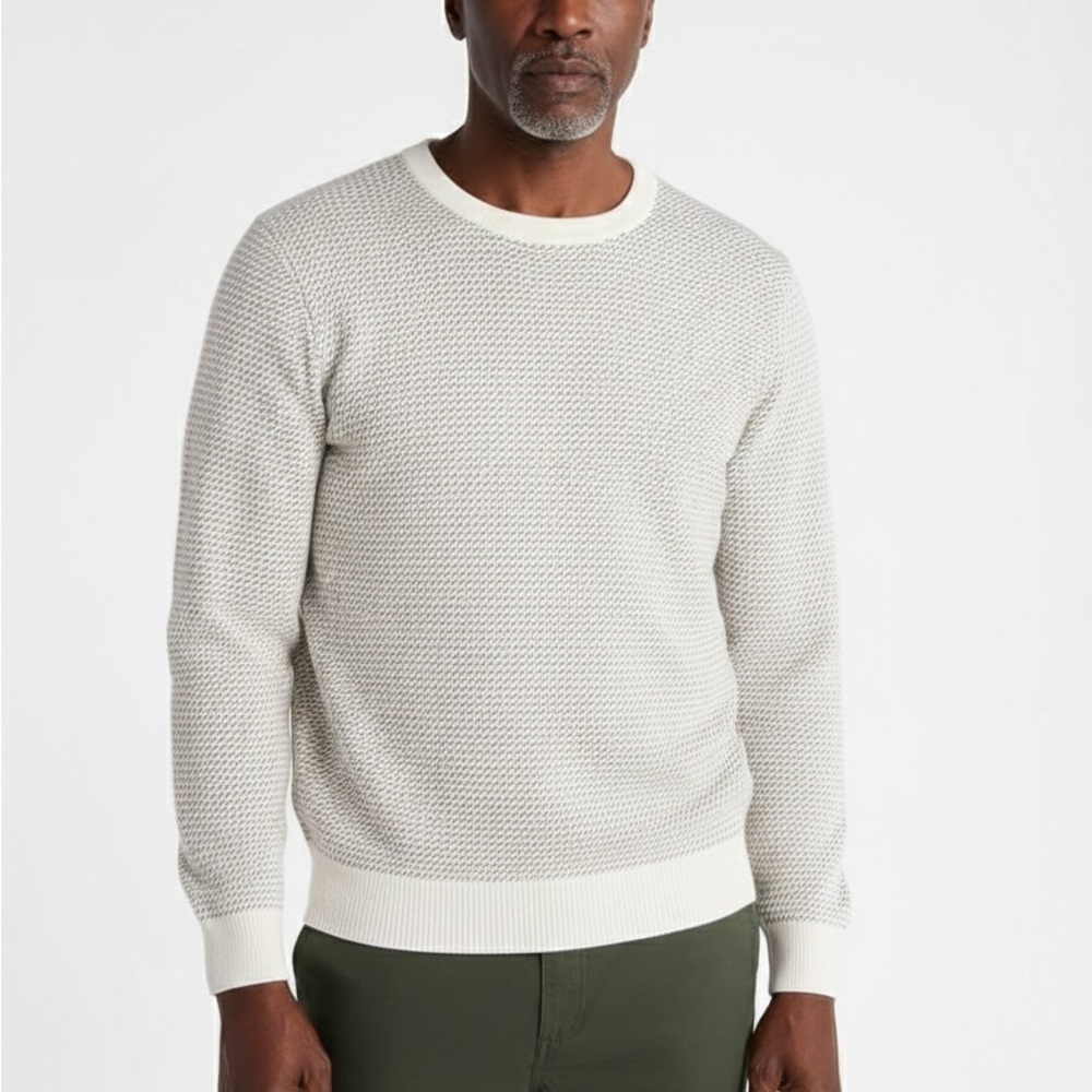 NWT Viscose Blend Men's Cozy Yarn Nordic Stitch Sweater Oatmeal Colour Large